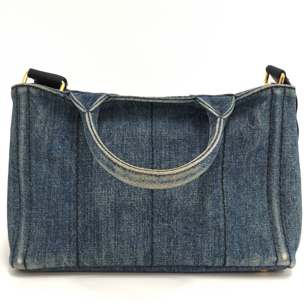 Prada Handbag Tote Canapa Denim Blue